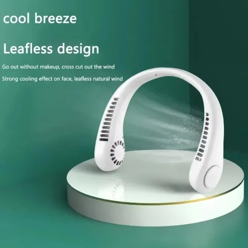 Hands Free Neck Fan Portable USB Rechargeable Bladeless Cooling Fan Quiet Wearable Fan for Summer Travel 3 Speed Mini Long endur