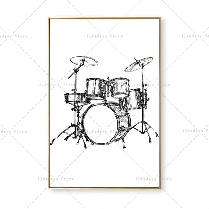 Canvas Painting Modern Minimalist Piano Violin Drum Kit Musical Instrument Print Wall For Piano Room Home Decor Wall Decor