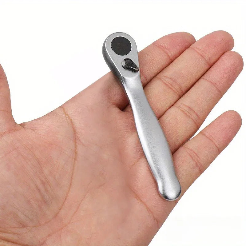 2 in 1 Mini Ratchet Wrench, Durable Chrome Vanadium Steel Wrench with 72 Teeth, 1/4 Inch Drive Socket, Quick Wrench, Hand Tool