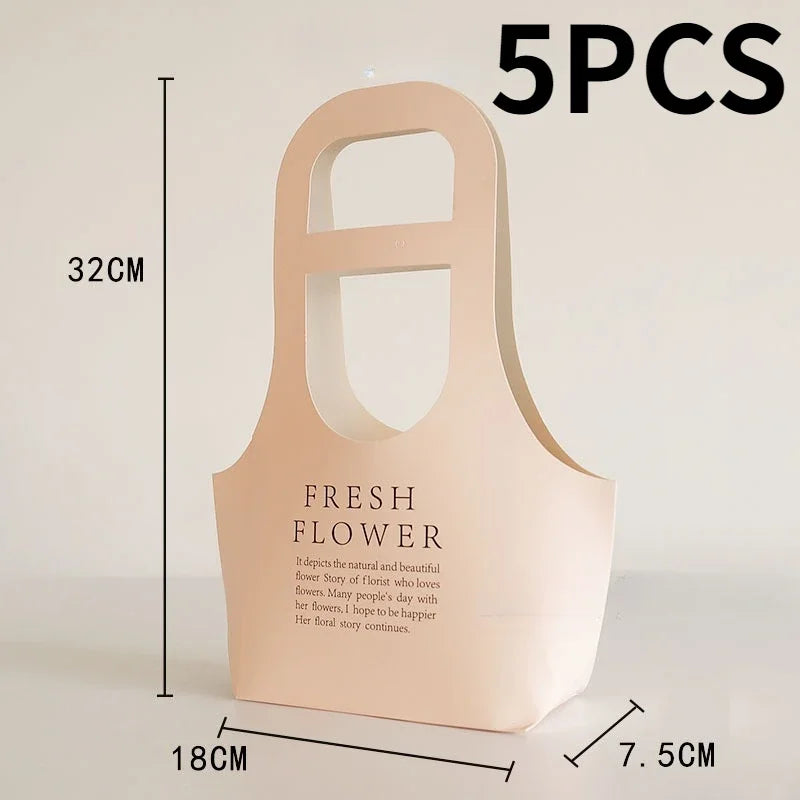 5PCS Holiday Letter Flower Tote Bag Kraft Material Briefcase Tote English Flower Shop Flower Gift Bags