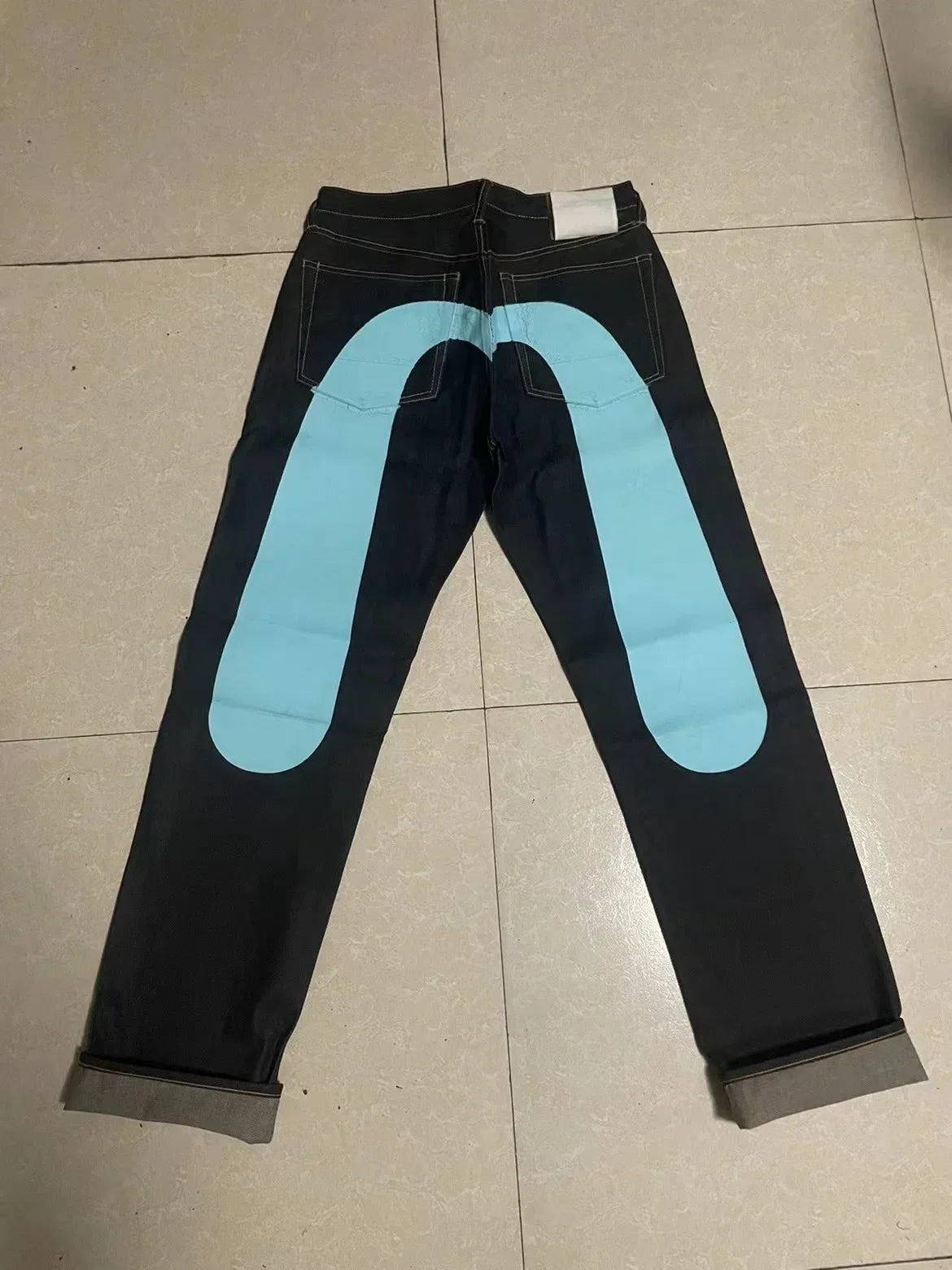 Retro 90s Japanese Style Street Personality Printed Straight DenimTrousers Y2K Rock Gothic Punk Loose Jeans Couple Clothing