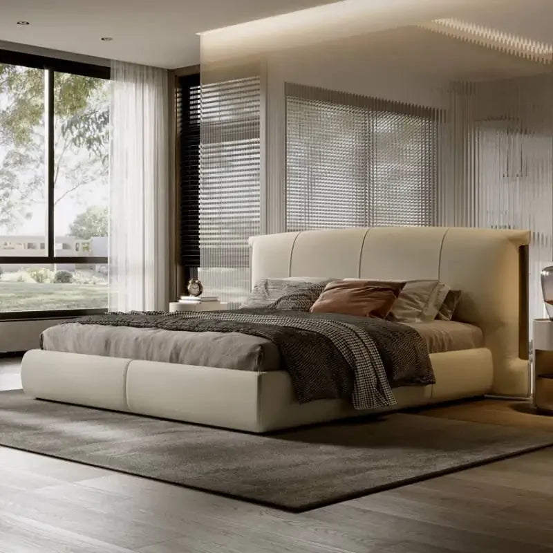 Aesthetic Elegant Double Bed Wooden Modern Bedroom Luxury Twin Bases Bed Queen King House Storage Camas De Dormitorio Furniture