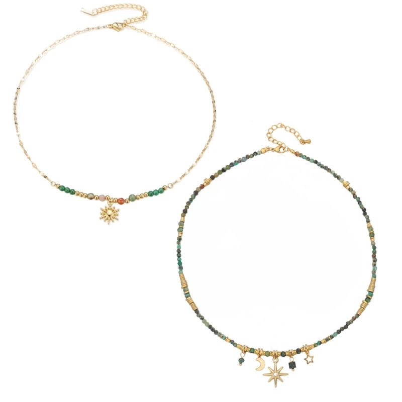 2023 New Fashion Metal Chain Necklace Vibrant Colored Beads Necklace Necklace