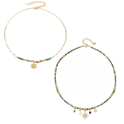 2023 New Fashion Metal Chain Necklace Vibrant Colored Beads Necklace Necklace