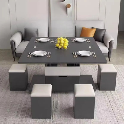 Design Black Dining Table Multifunction Storage Legs Luxury Dining Table Living Room Vase Mesa Plegable Portatil Furnitures