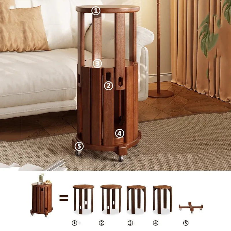 Stackable Stool Wooden Stools Luxury Modern Aesthetic Mobile Dining Rooms Stools Decorative Multifunctional Stool with Wheels