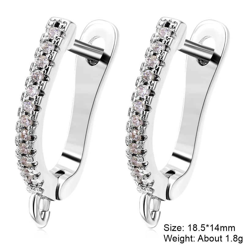 Juya 18K Gold Silver Plated Fastener Bales Fixture Earring Hook Locks For DIY Women Fashion Crystal Agate Charms Earrings Making