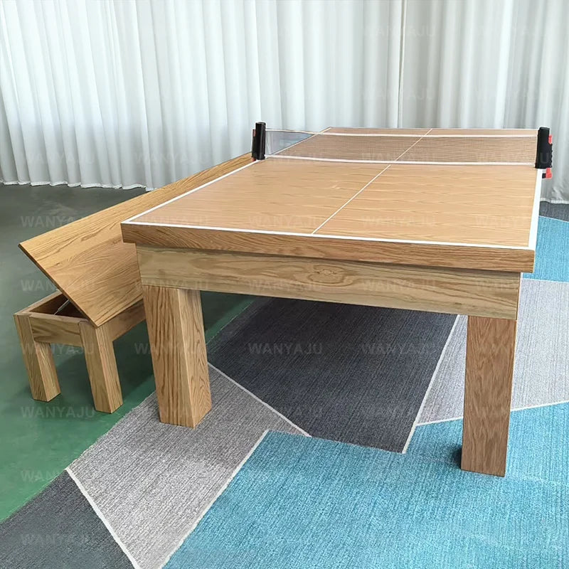 Dining Room Furniture Solid Wood Slate Bed 3-in-1 Multifunctional Convertible Dining Pool Table Tennis Table and Benches