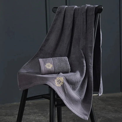 Large 140x70cm Bath Towels Cotton Thick Shower Towel Cover Embroidered Gift Sport Colors - Blue White Brown Black Green Grey
