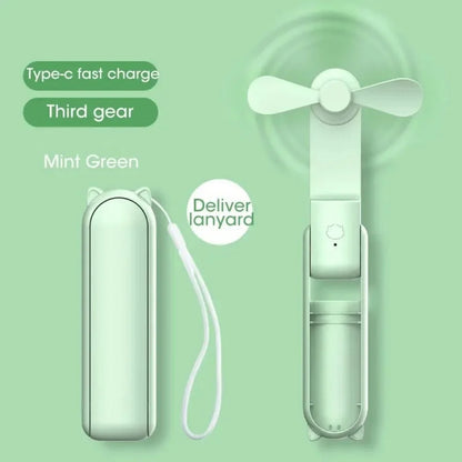 Portable Mini Handheld Cute Fan Small Pocket Fan USB Rechargeable Battery Fan Folding Cooling Hand Fan Low-Noise Electric Fan