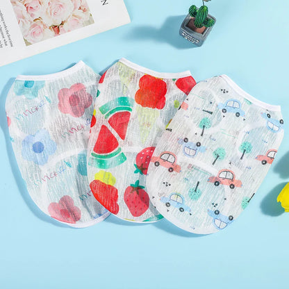 조끼Pet Clothing Original Cartoon Cute Summer Westernized Cat and Dog Clothing Thin Ventilate Sweatshirt Pet Clothing Cotton Print