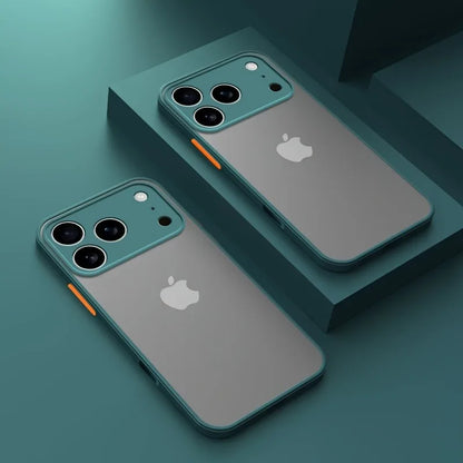 Translucent Armor Phone Case For iPhone 17 16 14 13 15 Pro Max Hard PC Cases For iPhone17 15 Pro Max Shockproof Matte Back Cover