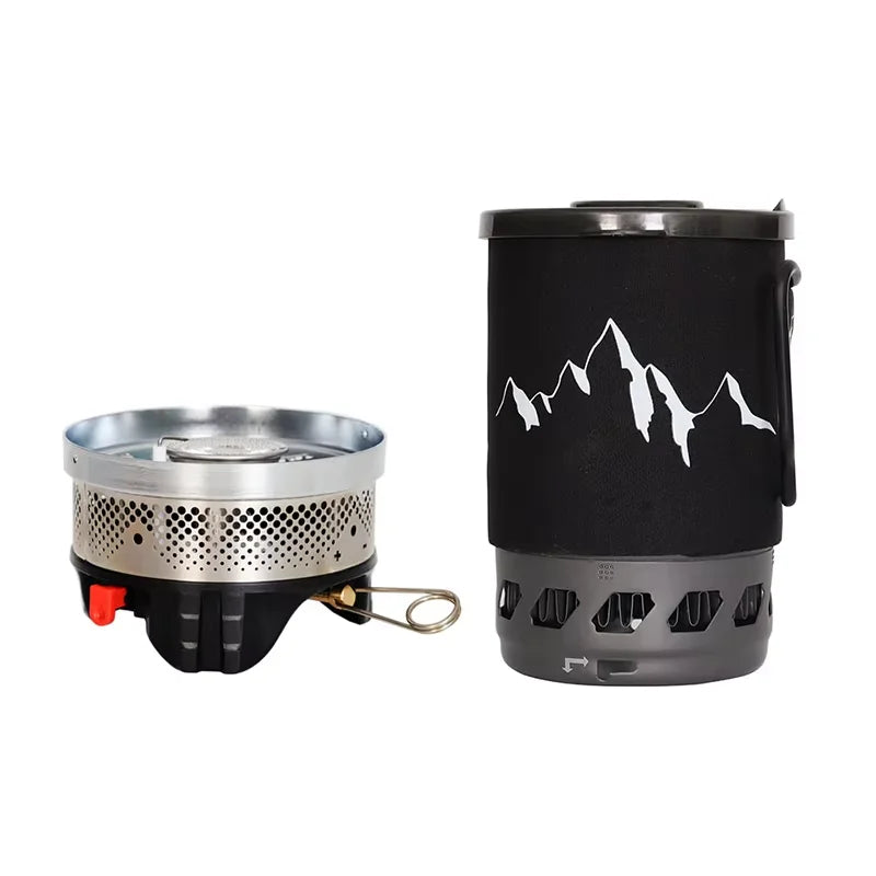 0.9L Camping Stove System Portable Cooking Burner Outdoor Propane Cooking System for Hiking Beach Picnic Trekking Emergency Use