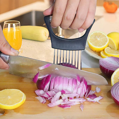 Onion Holder Slicer Cutter - Stainless Steel Vegetable Chopper for Tomato Potato Avocado Eggs Fruit Lemon Meat Kitchen Tool