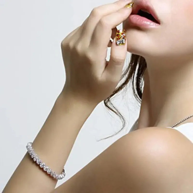 Elegant Bracelets for Women Chain Cubic Zircon Rhinestone Shiny Inlaid Bangle Bracelet Gifts Acier Inoxydable браслеты наруку