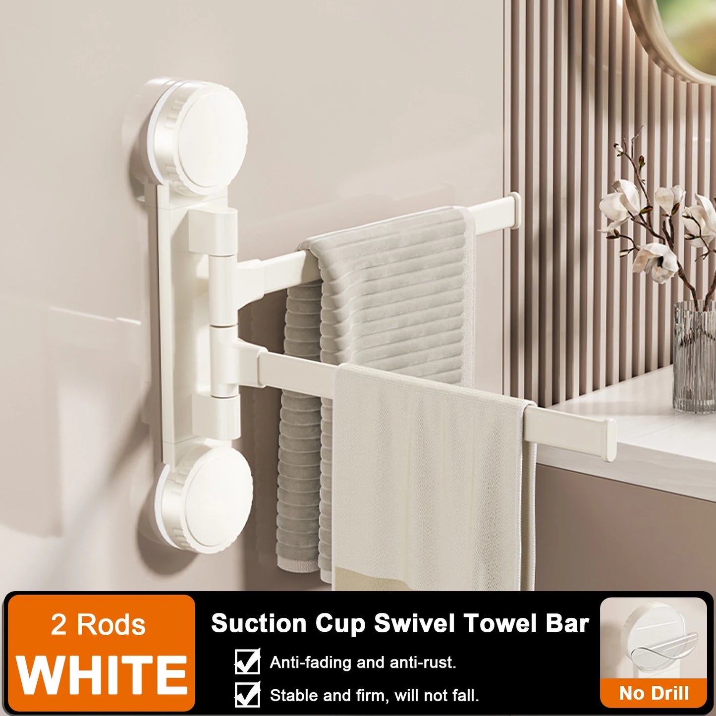 Towel Rack Rotatable Towel Holder Aluminum 2/3/4/5-Bar Towel Hanger Kitchen Bathroom Hanging Wall Mounted Suction Cup