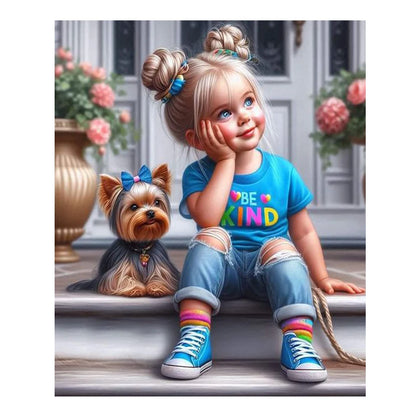 DIY Diamond Painting New 2024 Cross stitch Girl and Dog Mosaic Rhinestone Embroidery Kit Home Wall Decor Gift