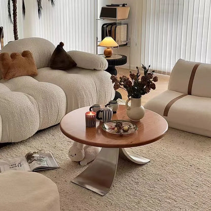 Classical Solid Wood Round Coffee Table Vintage Simple Living Room Low Coffee Tables Creative Luxury Sofa Beside Home Furniture