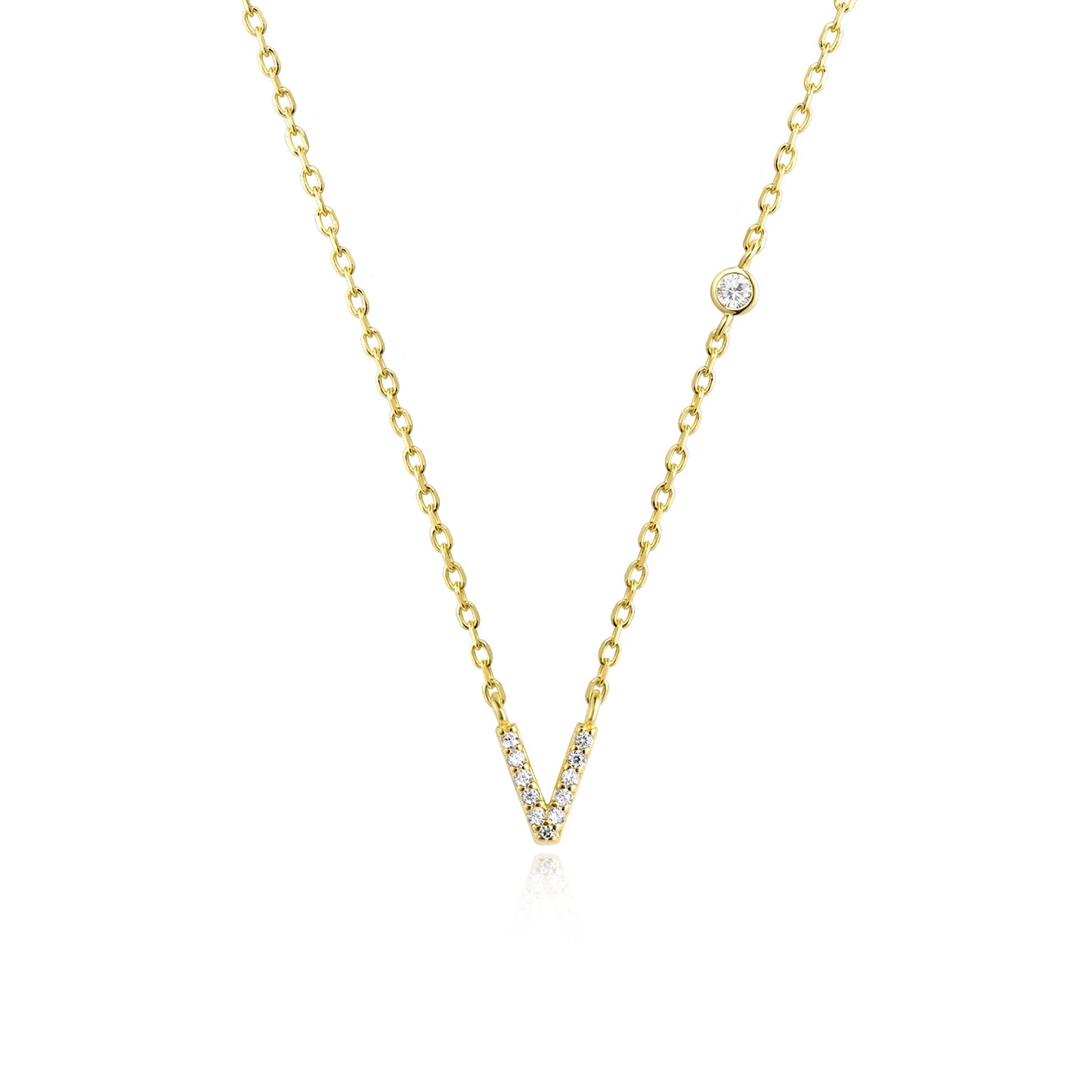 VEWANT New 925 Sterling Silver Monogram Initial Letter A M Pendant Long Chain Necklace Crystal Fine Jewelry Luxury Fine Jewelry