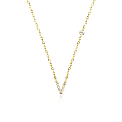 VEWANT New 925 Sterling Silver Monogram Initial Letter A M Pendant Long Chain Necklace Crystal Fine Jewelry Luxury Fine Jewelry
