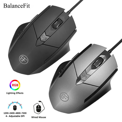 Wired Mouse, 7200 DPI, Ergonomic Gaming Mouse, High Performance Computer Gaming Mouse with 6-Button, RGB, for Laptop PC Desktop