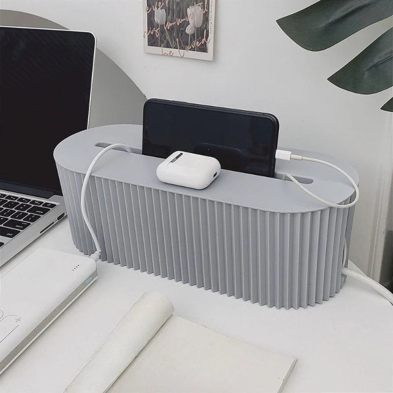 Large Capacity Wire Management Box Dustproof Desktop Organizer for Power Strips Chargers Cables Data Line Storage Case