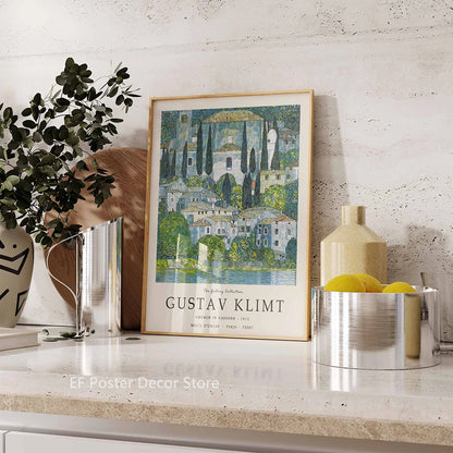 Floral Scenery Poster Exhibition Garden Aesthetic Prints Klimt Artwork Room Home Club Hallway Gallery Cafe Decor Wall Painting