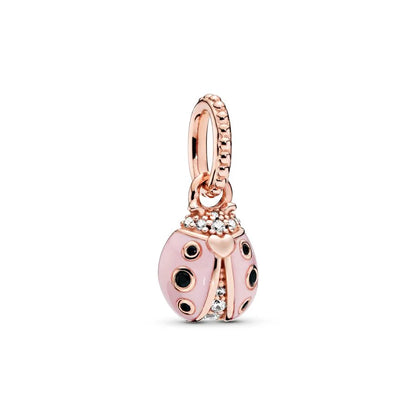 Rose Gold Plated Charms for Bracelet DIY Jewelry Making Heart Flower Strawberry Butterfly Paw Print CZ Pendant Beads Women Gift