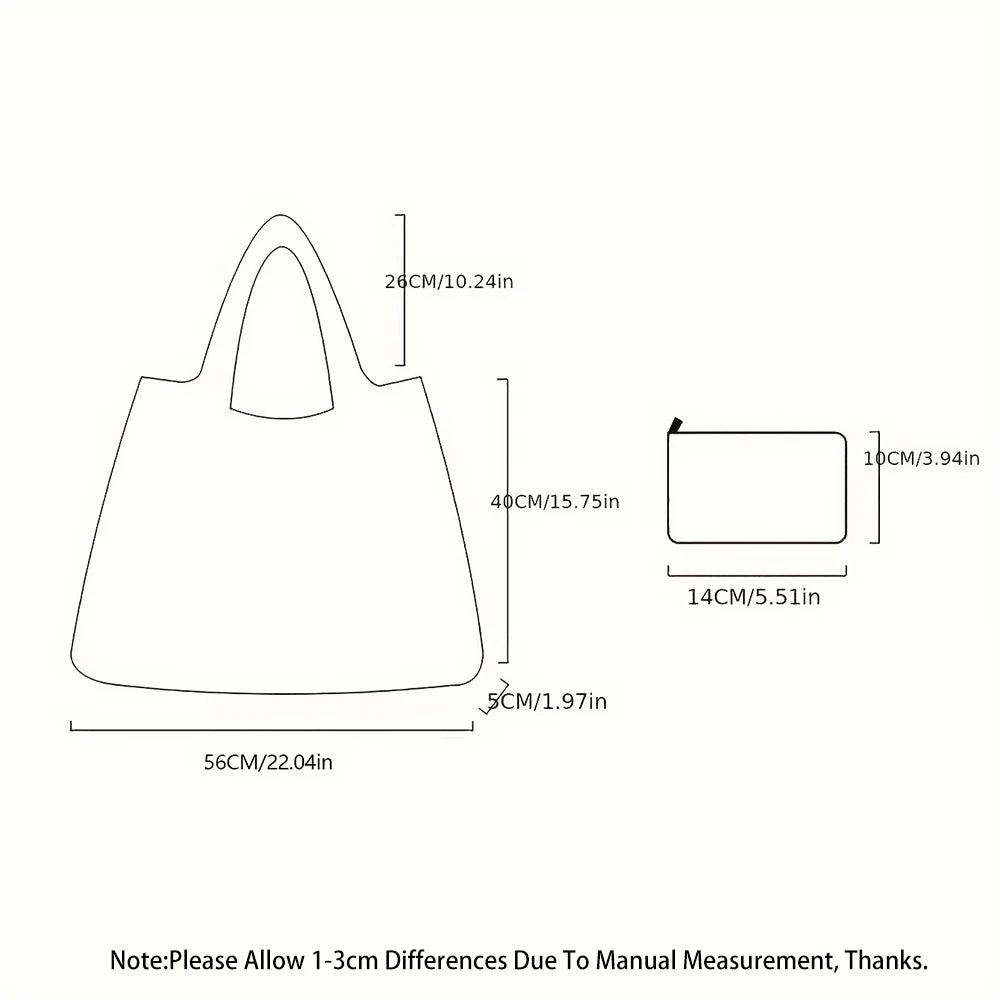 Large Foldable Shopping Bag New Fashion Reusable Grocery Storage Bag Nylon Portable Shoulder Handbag for Travel Pocket Tote Bag