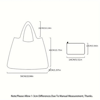 Large Foldable Shopping Bag New Fashion Reusable Grocery Storage Bag Nylon Portable Shoulder Handbag for Travel Pocket Tote Bag