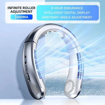Hanging Neck Fan Digital Display Power Ventilador Bladeless Neckband Fan Portable Mini Air Cooler USB Rechargeable Electric Fans
