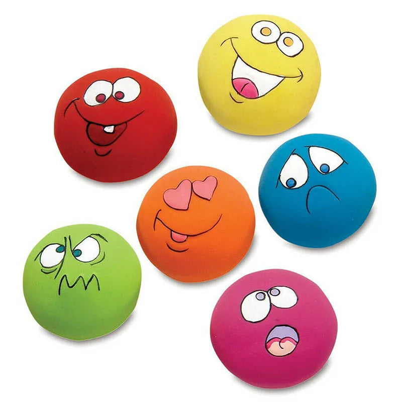 Rubber Dog Puppy Pet Play Squeaky Ball Chewing Toys With Face Fetch Bright Balls Dog Accessories Sounding Toy игрушки для собак