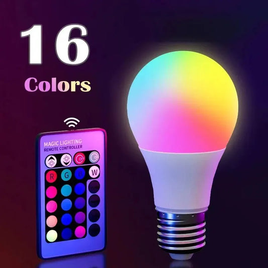 RGB-LED-Lampe mit 16 Farben, E27-Fassung, 220 V, dimmbar, mit 24-Tasten-Fernbedienung, smarte Stimmungsleuchte 