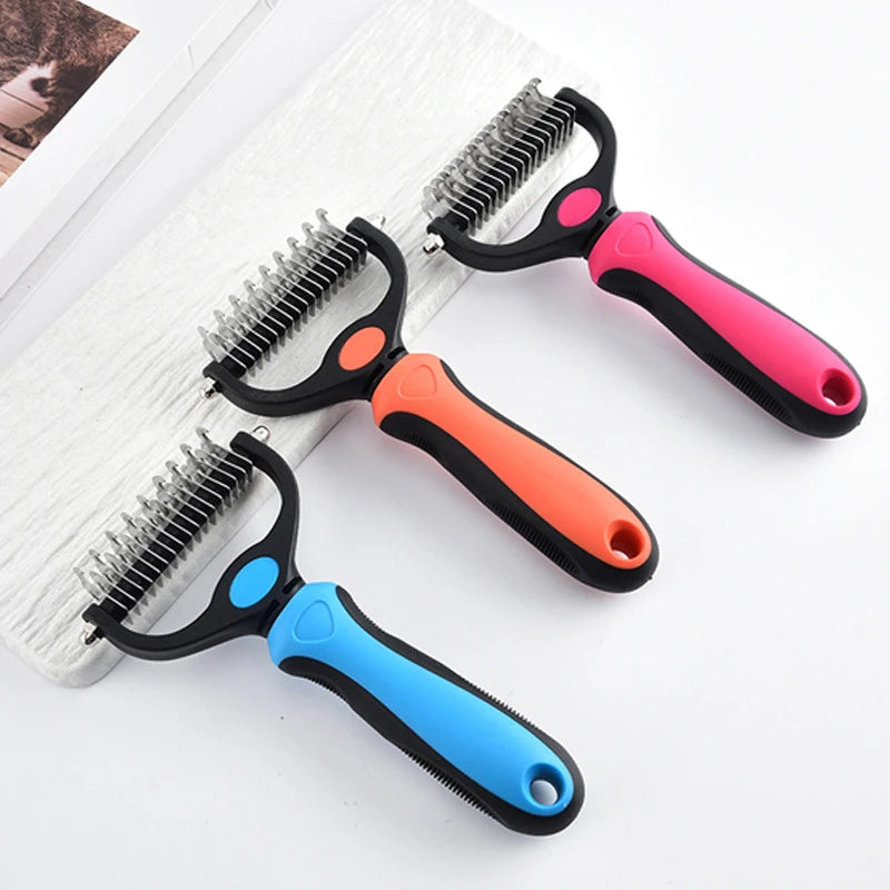 Dog Cat Grooming Brush Deshedding Tool Double-sided Deshedding Comb Gentle Pet Grooming Tool Pet Supplies