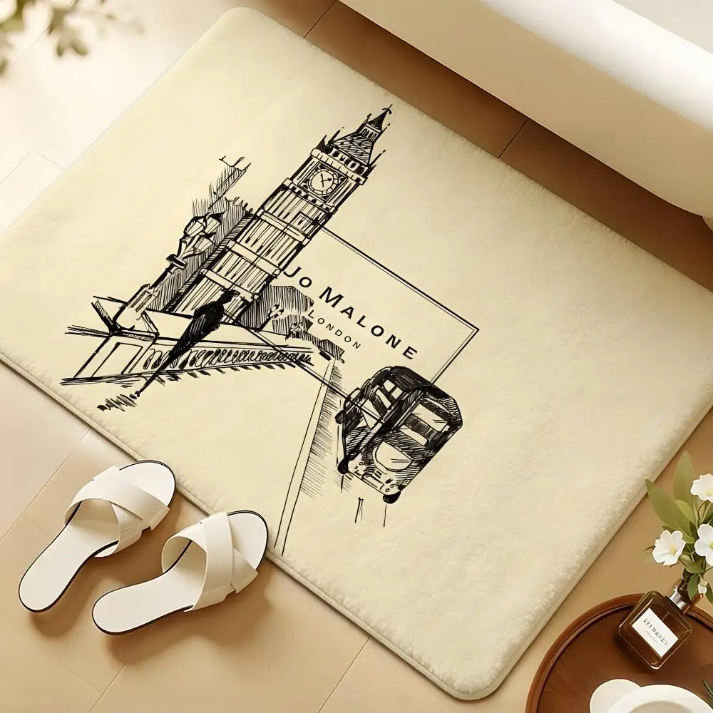JO M-mALONE Makeup Brand Floor Mat Soft Flannel Rug Non-Slip Absorbent Mat For Bathroom Bedroom Home Decor