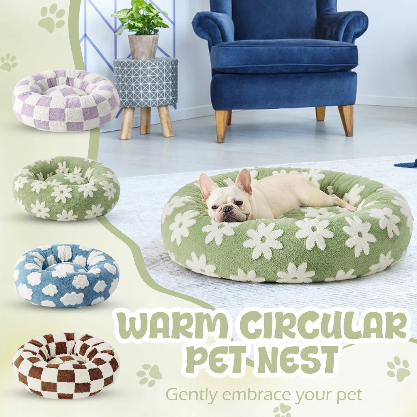 Sky Clouds Small Dog Kennel Cute Dog Bed For Pet Washable Puppy Beds Cozy Rectangle Orthopedic Pet Sofa Shaggy Plush Slip Bottom