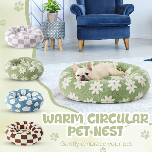 Sky Clouds Small Dog Kennel Cute Dog Bed For Pet Washable Puppy Beds Cozy Rectangle Orthopedic Pet Sofa Shaggy Plush Slip Bottom