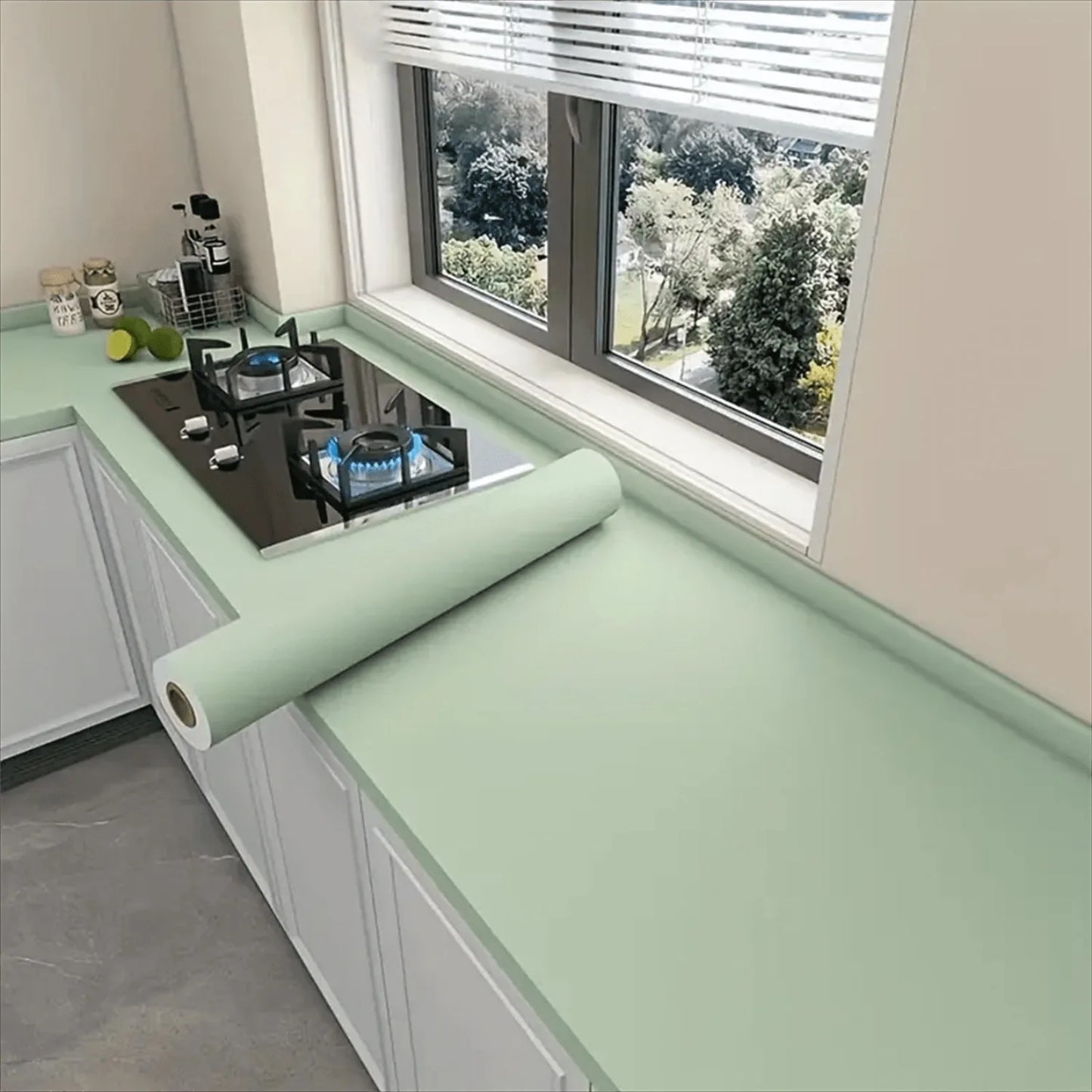 1/2/3/5/6M Self-adhesive Film Green Matt Thickened Sticker Furniture Kitchen for Cupboards Tables Wall DIY Renovation Wallpapers