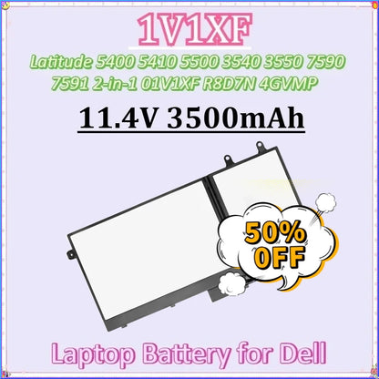 11.4V 3500mAh 1V1XF for Dell Latitude 5400 5410 5500 3540 3550 Inspiron 7590 7591 2-in-1 01V1XF R8D7N 4GVMP New Laptop Battery