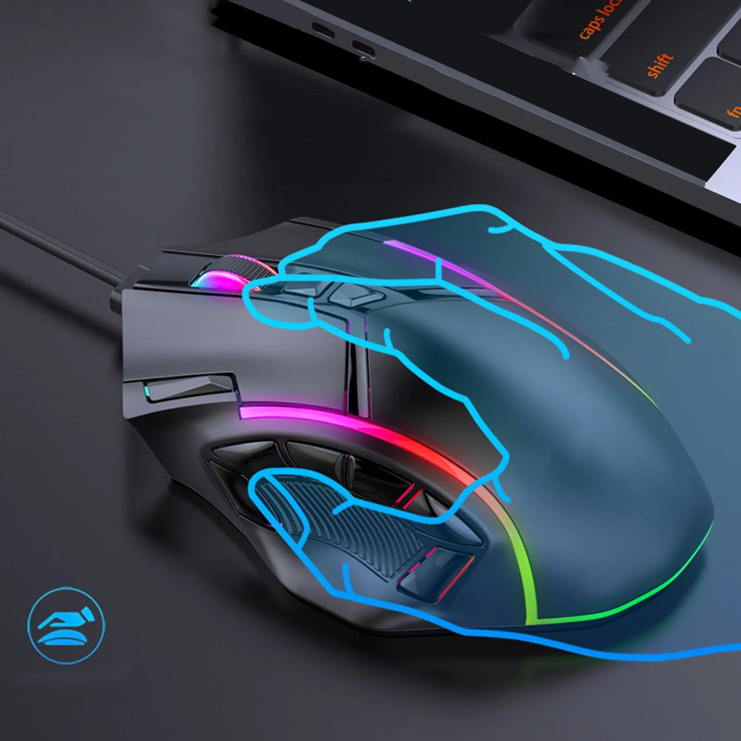 12800DPI Gaming Mouse RGB Gaming Mouse Gaming Mouse RGB Wired 12800DPI 12 Keys Macro Definition Computer Replacement Accessories