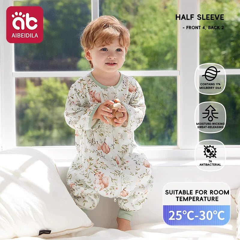 Swan Kids Sleeping Bag Cute Breathable Thin Sack Sleepsack Detachable Short Sleeves Sleepwear Wearable Blanket Bodysuit 1-5T