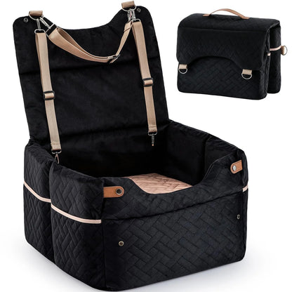 Pet Bed Mat Medium Dog Elevated Car Seat Adjustable Height  Double-sided Cooling Plush Waterproof Cover 2 Safety Belts Buckles