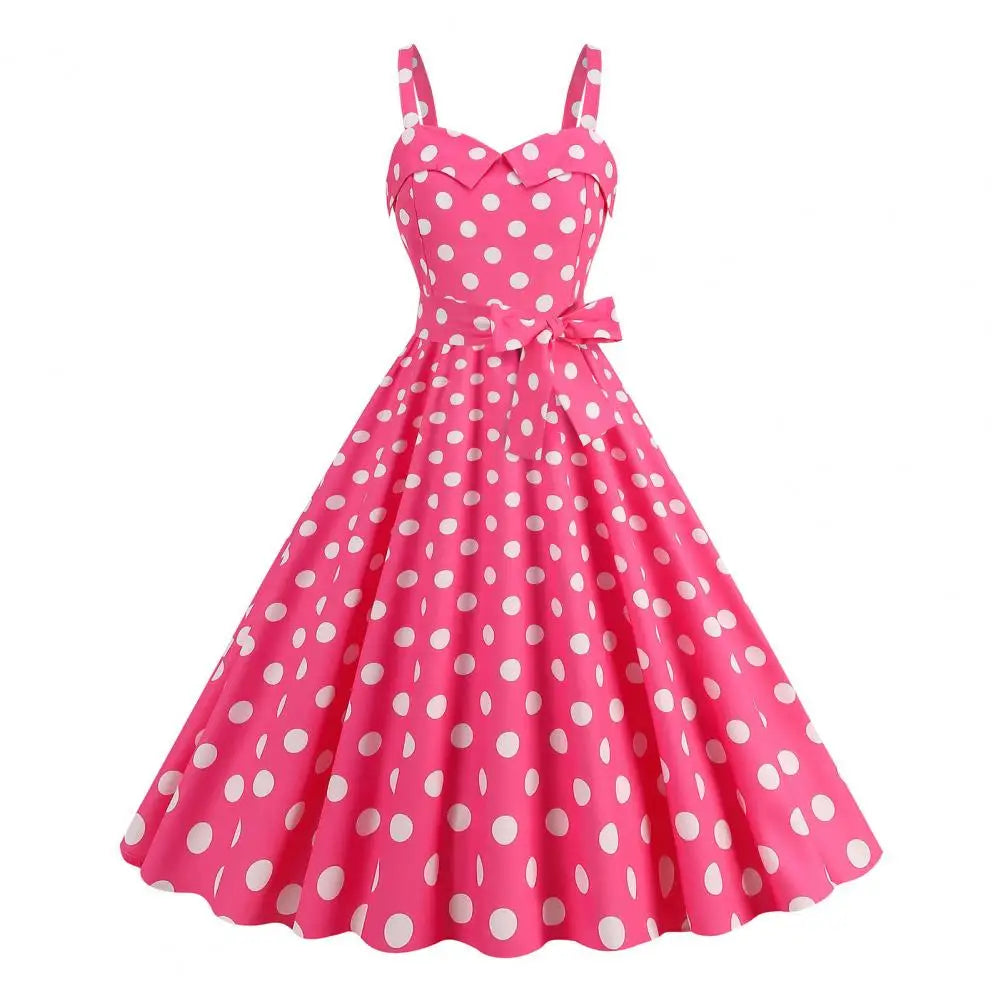 Women Vintage Pink Plaid Dress Retro Rockabilly Strap Suspenders Cocktail Party 1950s 40s Swing Dress Summer Dresses