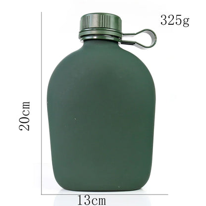 1L Camouflage Military Water Bottle Outdoor Sports Picnic Kettle Portable Canteen with Shoulder Strap Aluminum Camping Pot Flask
