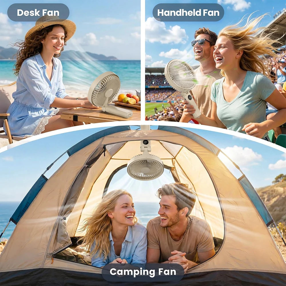 Portable Handheld Fan 3600mAh Rechargeable Folding Desktop Fan 199 Speed Strong Wind Outdoor Camping Hand Fan for Home Travel