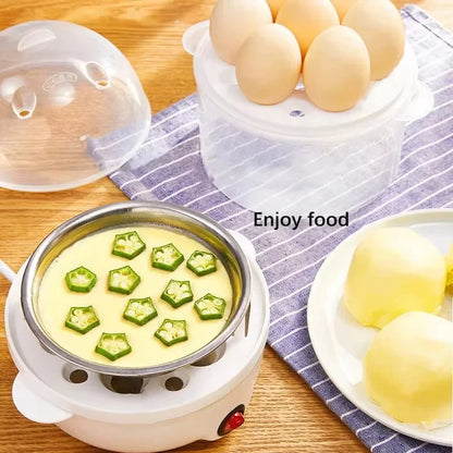 Double Layers Electric Egg Boiler Multifunctional Breakfast Cooking Machine Mini Egg Steamer Poacher Kitchen Accessory