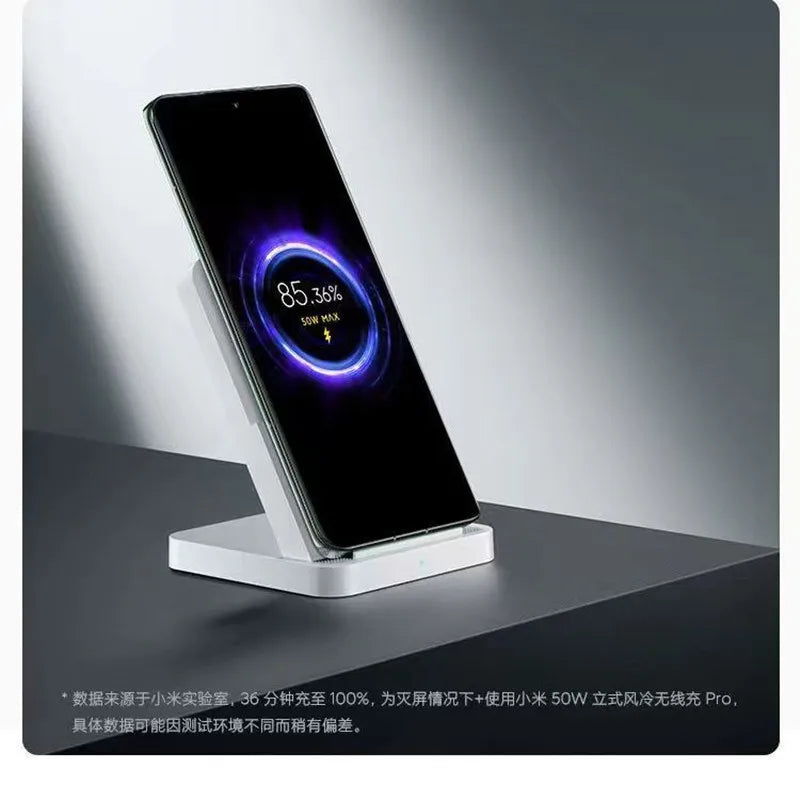 Xiaomi Mi 50W Wireless Charger Pro Vertical Air Cooling Fast Charging For Xiaomi 17/15/14/13/12 Series For iPhone Series