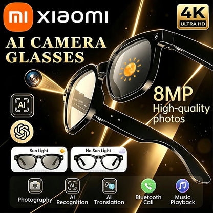 Xiaomi AI Camera Glasses Multi-functional 4K 800MP Photochromic Smart Glasses Anti-shake Shooting Tech With 290mah Large Battery