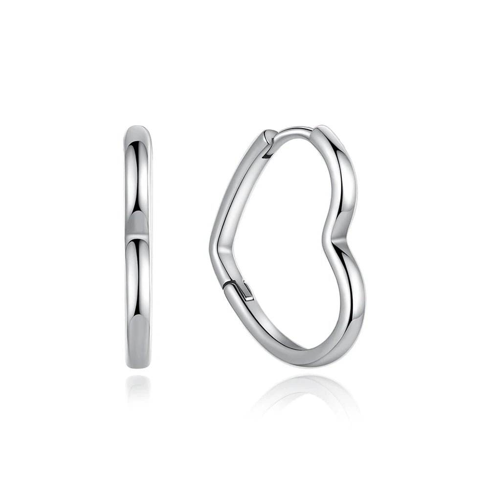 New 2026 Original 925 Sterling Silver Earrings For Women Piercing Hoop Love Heart Earings Rose Gold Wedding Gift Luxury Jewelry
