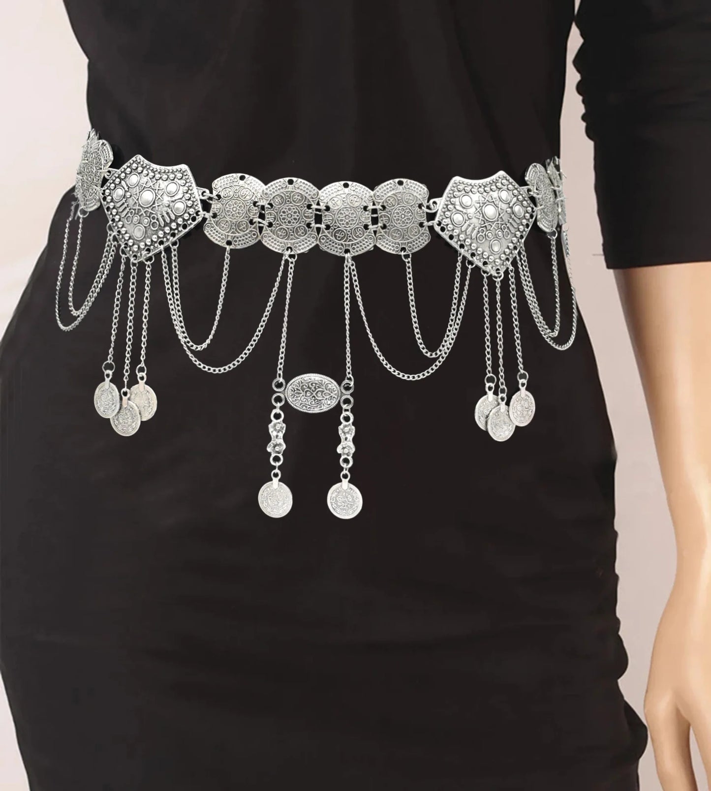 Indian Coin Belly Waist Body Chains for Women Female Gold Alloy Long Tassel Dance Dress Belt Wedding Party Metal Jewelry